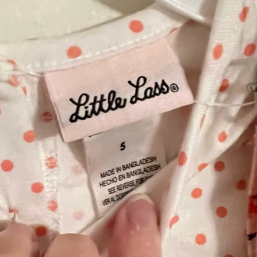 Little Lass Floral Jumper Dress W/ Polka Dot Top Size 5 New with tags - Picture 6 of 6
